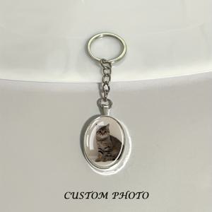 TEMU 1개 맞춤 사진 키체인 | 맞춤형 개인 맞춤 가족 애완 동물 사진 이미지 로고 타원형 유리 돔 펜던트 키 체인 남성 여성 DIY 걸이 장식 키링 생일 파티 선물 좋은 친구를 위한 선물