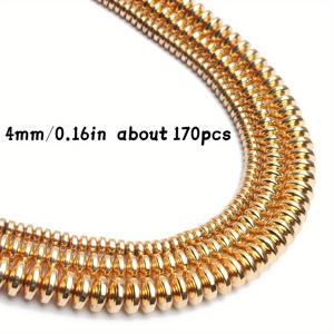 TEMU 2D 플랫, 4/6/8mm 14K 도금 헤마타이트 론델 스페이서 스톤 비즈, 플랫 원형 루즈 스페이서 비즈 - 주얼리 만들기 DIY 유니크 참 브레이슬릿 목걸이 귀걸이 - 패션 액세서리 & 이상적인 선물