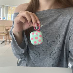 TEMU 파우더 그린 폴카 도트 + 후프 링 이어폰 케이스, Apple Pro 3 케이스 / Pro 2 케이스 / Pro 케이스 / 4 케이스 / 3 케이스 / 2 케이스와 호환 / 패셔너블한 여성용 이어폰 케이스 / 이어폰 케이스