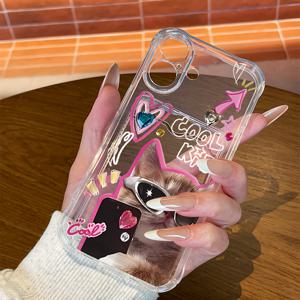 TEMU 휴대폰 케이스 - 멋진 고양이 디자인, 카드 슬롯 포함, 아이폰 16/16 Pro/16 Pro Max 호환. 카드 및 사진 보관 가능, 15/14/13/12/11 모델에도 적합. 투명하고 두꺼운 디자인.