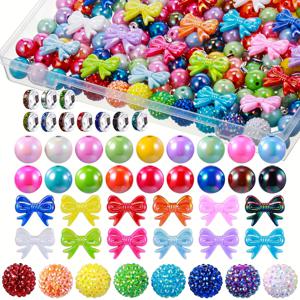 TEMU 300개 멀티 스펙 베드 추가 세트, 복숭아 하트 리본 추가, 스페이서 비드 추가, 주얼리 비딩 볼펜 비딩 추가 세트 (볼펜 제외)