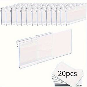 TEMU 20개 투명한 플라스틱 바구니용 이름표 클립, 와이어선반가격태그, 보관함레이블, 제품로고 디스플레이 랙, Wire Basket Labels, Shelf Organization, 컴팩트 클립, 경량소재, 매끄러운마감, 전시용 클립, 래벨홀더, 홈오거나이저, 중소기업