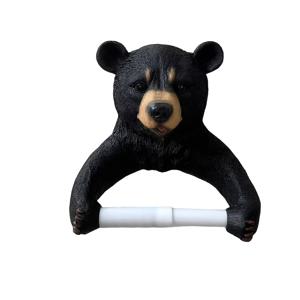 TEMU 창의적인 검은 곰돌이 벽걸이 화장지 홀더 - 설치가 용이하며 레진으로 제작되었으며 욕실, 주방 및 거실의 벽 장식 및 보관에 적합하며 휴일 장식 선물로도 사용할 수 있습니다.