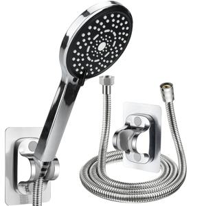 TEMU 블랙 페이스 샤워 세트, 새로운 5가지 기능 샤워 헤드 키트, 고압 핸드헬드 스프레이 (미러 엔드 포함), 1.5M 호스 및 조절 가능한 브래킷 포함, 절수형 레인폴 샤워용으로 설계, 샤워 전용