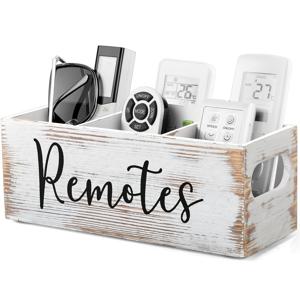 TEMU TV 3단 리모컨 스탠드 정리함, 데스크탑 정리함, 빈티지 화이트 디자인 데스크탑 컨트롤 박스, 거실 리모컨 보관함, 홈시어터 액세서리, 리모컨 데스크 정리함