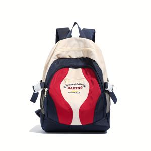 TEMU 2024 봄 여름 신상 남성용 대용량 여행 백팩 - 스타일리시 컬러블록 디자인, 