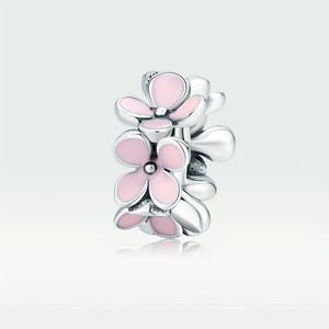 TEMU 1개 여성용 우아한 핑크 꽃무늬 펜던트 & 비즈 장식 레이어드 디자인 - 캐주얼 스타일 DIY 팔찌 액세서리, 어버이날/할로윈 파티 선물용 주얼리 - 사계절 활용 가능한 매력적인 아이템 (코팅 없음, 내구성 있는 소재), 고급스러운 비즈, 패션 애호가를 위한 선물 박스 포함