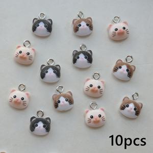 TEMU 10/21개 귀여운 고양이 얼굴 레진 펜던트, 다양한 색상 DIY 액세서리, 목걸이 팔찌 소품 및 공예 프로젝트용 - 도매 대량 팩