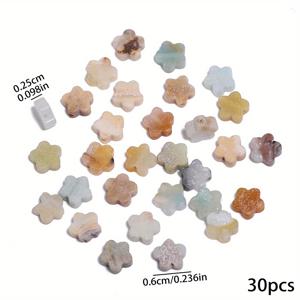 TEMU 6mm 복숭아꽃 모양 아마존석 비즈 30개입, 팔찌, 목걸이 등 주얼리 제작에 완벽하며, 크리스마스 시즌에 특히 인기 있는 패셔너블한 비즈 장식으로 좋습니다.