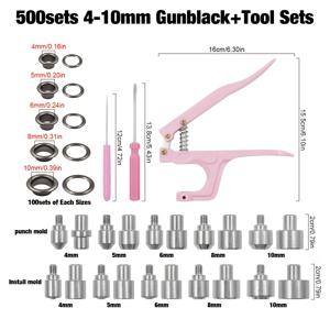 TEMU 100/500개 메탈 아일렛 세팅 도구 키트, 4-10mm 아일렛 패브릭 하드웨어 추가 (의류/지갑/가방/핸드백/신발/수공예 & 가죽 공예용)