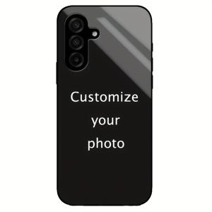 TEMU 휴대폰 케이스 - 삼성 갤럭시 A17/5G 맞춤형 케이스 DIY 귀여운 반려동물 커플 부모-셀카 사진 패턴 케이스, 플렉시글라스 고화질 미러 효과, 프로스트 블랙 소프트 프레임 보호