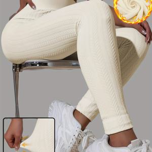 TEMU 여성용 보온 안감 도톰한 레깅스 1켤레 - 하이웨이스트, 신축성 있는, 반투명 겨울 타이츠, 추운 날씨에서의 편안함을 위한 가을/겨울 의류