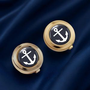 TEMU 2개 화이트 보트 앵커 실루엣 그림 라운드 유리 돔 패션 장식 버튼 수제 장식 버튼 선물