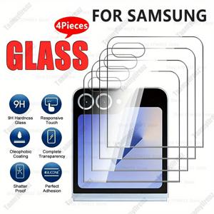 TEMU 삼성 갤럭시 Z Flip 7 호환 액정 보호 필름 4매 세트 - Zflip7 스크린 보호, 삼성 갤럭시 Z Flip 5/6에 적합, 초고부드러운 지문 방지 코팅, 기포 없는 간편한 부착