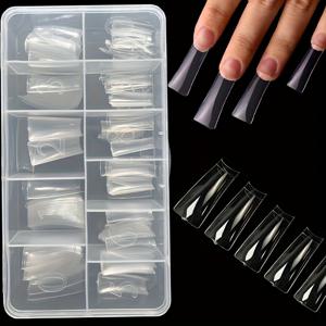 TEMU XXL 반커버 클리어 오리 네일 팁 220개입 (넓은 프렌치 아크릴 젤 인조 손톱 연장용)