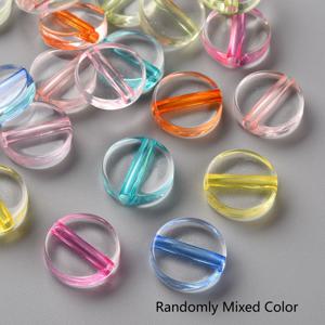 TEMU 2D 플랫 - 아크릴 비즈 50개, 플랫 및 라운드, 다양한 색상, 16X5mm 크기, 목걸이, 팔찌, 귀걸이 및 키체인 제작에 적합