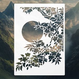 TEMU 벚꽃과 태양이 있는 스텐실, 크기 8.27X11.69인치, 페인팅, 스크랩북, 데코파주 및 가구, 복도, 바닥, 공예 등을 포함한 다양한 홈 데코 프로젝트에 적합합니다. 이 재사용 가능한 스텐실은 캔버스에도 사용할 수 있습니다.