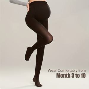 TEMU 120D 여성 임산부 타이츠, 블랙 & 애프리콧 임산부 팬츠, 조절 가능한 허리, 3-10개월 임신에 적합, 임신 중 최적의 선택