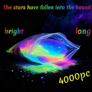 TEMU 4000개 야광 레진 야광 모래, 정원 조경, 안뜰 장식, 매우 밝은 다색 형광 야광 비즈, 전원 공급 장치 불필요, 기원 병, 파티 장식, 어항 및 주얼리 제작에 적합