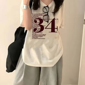 TEMU 디지털 프린트 반팔 티셔츠, 캐주얼 반팔 - 폴리에스터 원단, 가을과 겨울을 위한 완벽한 선택. 편안한 여성 패션 - 부드럽고 통기성 좋은 데일리 캐주얼웨어용