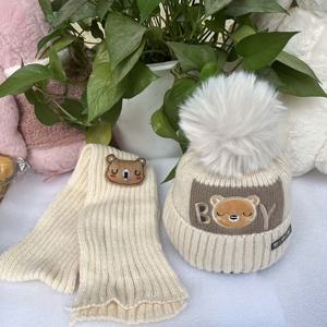 TEMU 2개 세트 가을/겨울 따뜻한 모자 + 스카프 세트, 이름 맞춤 제작, 패턴 니트 모자, 야외 활동에 적합한 겨울 모자, 손세탁 가능, 따뜻한 원단, 무난한 의류, 겨울용 추가품, 신축성 있는 핏, 100%, 손세탁 전용