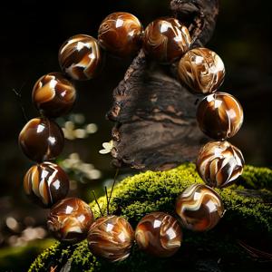 TEMU 10mm~20mm 천연 호박색 레진 화석 비즈, 부유와 행운을 위한 대형 원형 스트레치 팔찌, 발렌타인데이, 어버이날, 아버지의 날과 같은 다양한 행사에 적합