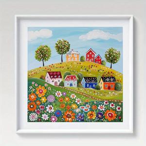TEMU 1개 5D DIY 아름다운 꽃 마을 아트 페인팅 키트. 성인용 스트레스 해소 수공예 오락 용품, 공예품, 책상 장식품, 벽걸이. 가정 인테리어 장식 선물, 예술 작품. 할로윈, 추수감사절, 크리스마스 필수품
