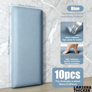 TEMU 10개입 자가 점착 3D 입체 벽 패널 | 간편한 부착 및 제거, 방음, 안전 및 충돌 방지, 고급 가죽 표면 벽지, 재질: 폴리염화비닐, 브랜드: Onoev