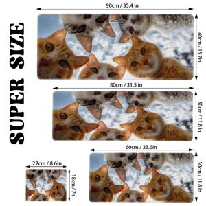 TEMU 귀여운 고양이 디자인의 초대형 2D 플랫 게이밍 마우스 패드. 컴퓨터 책상에 완벽하게 어울리는 이 예쁜 마우스 매트는 미끄럼 방지 고무 베이스가 있으며, 파란 하늘과 흰 구름 테마로 제공됩니다.