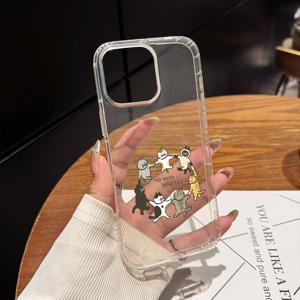 TEMU 귀여운 고양이 에스테틱 투명 휴대폰 케이스 - 아이폰 17 16 11 15 14 13 12 프로 맥스 XR 플러스용, 고양이 애호가를 위한 선물