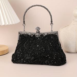 TEMU 여성을 위한 유럽 및 미국 스타일의 세련되고 우아한 이브닝 백, 정교하게 자수된 치파오 백, 연회, 결혼식 및 신부에게 적합. 패셔너블한 핸드메이드 비즈 클러치, 이브닝 백, 스팽글 백, 웨딩 파티 추가품