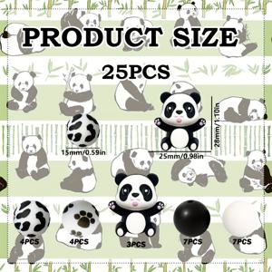 TEMU 발바닥 자국과 핑크 액센트가 있는 실리콘 팬더 구슬 25개 세트 - DIY 팔찌 및 목걸이 공예용 구슬 비즈 디자인을 위한 흑백 동물 구슬, 귀걸이, 목걸이, 가방 체인, 비즈펜, 휴대폰 고리, 비즈 메이크업 브러시 및 기타 DIY 키트 제작 액세서리용 - 신학기, 할로윈, 크리스마스, 휴일 선물, 생일 선물용으로 적합 - 구슬 및 구슬 모음