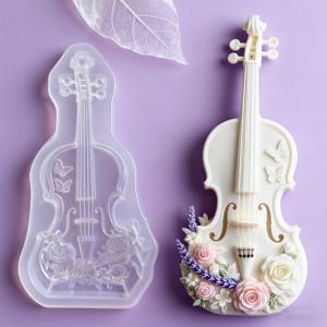 TEMU 꽃과 나비 릴리프 바이올린 캔들 몰드 - 정교한 릴리프 아트 효과, DIY 레진 주조, 캔들, 비누, 클레이 모델링, 홈 데코 공예에 적합