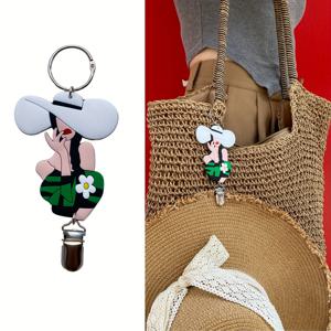 TEMU 귀여운 인형 금발 펜던트 휴대용 햇빛 가리개 분실 방지 보관 가제트 게으른 사람의 스트로우 모자 클립 가방 액세서리