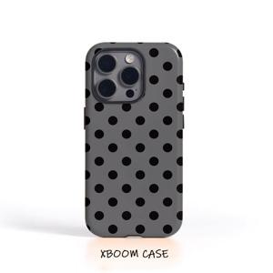 TEMU 빈티지 그레이 도트 폰 케이스 - 아이폰 17, 16PM, 15 프로 맥스, 11 프로, 12 미니, 13 플러스, 7/8, SE, XS, XR 호환 - 2-in-1 광택 케이스