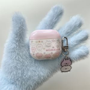 TEMU 파우더 커버가 있는 만화 토끼 | 토끼 펜던트 | 컬러 블로킹 이어폰 보호 케이스 | 최고의 선물 | Airpods 1 2 3 4 Pro Pro2 Pro3에 적합
