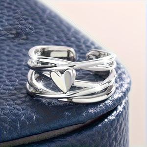 TEMU 다층 라인 랩핑 하트 링. 쉬운, 우아한, 섹시하고 패셔너블한 디자인. 개방부 조절 가능. 어버이날 및 졸업 시즌 선물로 좋습니다. 뮤직 페스티벌, 부활절, 파티, 데일리 출퇴근, 휴가철 착용에 적합합니다.