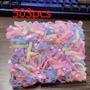 TEMU 1팩 503개 두꺼워지고 넓어진 가죽 링 여성용 땋은 포니테일 파티 및 데일리 사용 - 라이트 핑크, 퍼플, 블루, 핑크, 옐로우, 오렌지, 피치, 골든, 샴페인 등 다양한 색상 포함 - 내구성이 뛰어나고 유연한 헤어 액세서리