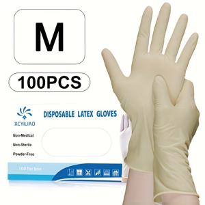 TEMU 라텍스 장갑 20/60/100개, 일회용 장갑, 도톰하고 높은 신축성, 잘 끊어지지 않음, 파우더프리, 유연하고 미끄럼 방지, 기름 방지, 식품 접촉 가능, 일상 청소, 주방 청소용 장갑, 다용도 장갑