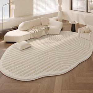 TEMU 1000g+10mm 인조 캐시미어 대형 러그, 워크인 클로젯용, 노르딕 라이트 럭셔리 거실 소파 플러시 카펫, 세탁 가능한 홈 미끄럼 방지 라운지 러그, 기하학적 라인 장식 침실 카펫, 스터디 화장대 커피 테이블 러그, 발코니 베이 윈도우 카펫