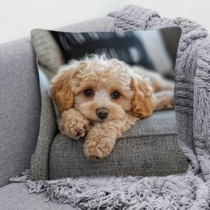 TEMU 1개 귀여운 강아지 레스트 양면 프린팅 베개커버 - 아늑한 밤과 휴일 축하에 완벽, 크리스마스, 새해, 발렌타인데이 장식에 이상적, 세탁기 사용 가능, 지퍼 잠금, 휴일 선물