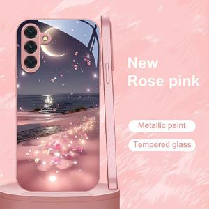 TEMU 휴대폰 케이스 - 드림피크 비치 달빛 프린트 휴대폰 케이스, 삼성 갤럭시 S9+/S10/S20+/S20 울트라/S21 5G/S21+/S22/S23 플러스/S24 플러스/S25/S25 엣지/노트 9/노트 10/노트 10+/노트 20/노트 282 울트라 호환, 낙하 방지 강화 유리 보호 커버