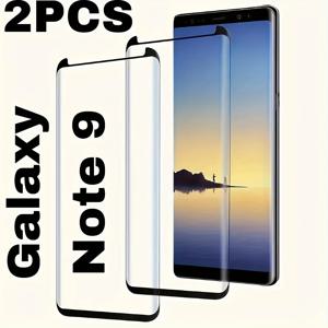 TEMU 갤럭시 노트 9 노트 8 HD용 강화유리 보호필름 2개 - 초고화질 선명도, 스크래치 방지