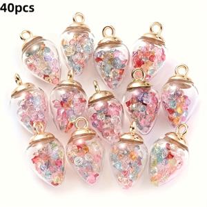 TEMU 40개/20개 투명 야광 물방울 유리 펜던트 글리터 충전 - 반짝이는 비즈, DIY 주얼리, 팔찌, 목걸이, 귀걸이, 키체인 액세서리용. 친구와 가족을 위한 완벽한 소형 선물. 크리스마스, 공예 용품,핸드메이드 액세서리,어둠 속에서 빛나는,발광 비즈,주얼리 참,장식용 비즈,휴일 쇼핑객,주얼리 제작자