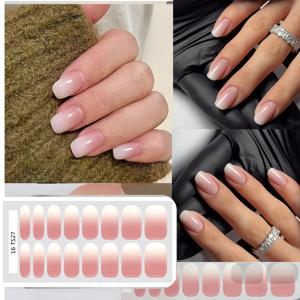 TEMU 빛 없이 사용 가능한 핑크 그라데이션 네일 스티커 | 살롱 퀄리티, 간편한 부착, 빠른 네일 , 네일 추가 포함, 베이킹 불필요