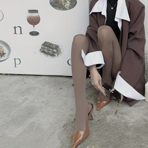 TEMU 여성을 위한 우아한 초콜릿 브라운 미끄럼 방지 풀 레그 팬츠 한 쌍. 정장 및 캐주얼 의상에 완벽하며 고급스러운 패션 레그 장식, 정교한 양말 커버, 고품질 원단 바디수트 및 스타일리시한 레깅스를 위한 필수품입니다.