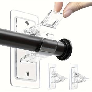 TEMU 2/4개입, 클래식 플라스틱 커튼봉 브래킷, 드릴 불필요, 다기능 자가 접착형 커튼봉 브래킷, 못 없이 붙이는 커튼봉 후크, 기숙사, 욕실, 침실 및 거실 장식에 적합, 가정용 샤워 커튼봉 사용