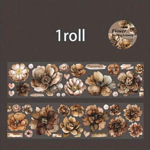 TEMU 1롤/봉지 테이프, 우라나시 플라워 시리즈, 빈티지 아름다운 꽃 다이컷 테이프, 스크랩북킹 용품, 노트북 액세서리, 사진 액자, 노트북/휴대폰 케이스, 물병, , 잡지, 필통, 책상 장식 스티커, 신학기 스티커, 학용품 장식용으로 사용