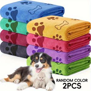 TEMU 2개 세트 50x95cm 펫 목욕 타월, 19.6x37.4인치 부드러운 마이크로파이버 흡수 그루밍 타월, 강아지용 빠른 건조 샤워 타월