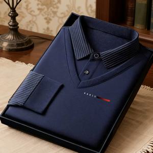 TEMU 새로운 겨울 컬렉션 2-in-1 룩 남성용 셔츠 칼라 니트웨어, 스타일리시한 디자인과 실용적인 보온성을 겸비한 의류. 패치워크 디자인이 특징이며 다양한 색상으로 제공되어 일상 출퇴근, 경商务场, 야외 캠핑 활동에 적합합니다. 부드럽고 피부에 친화적인 원단으로 남성용 크리스마스 선물로도 활용 가능한 제품입니다